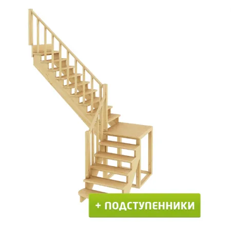 Лестница К-002м/2 с подступенками Л бук