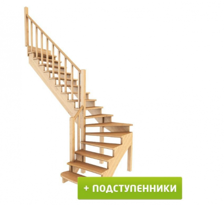 Лестница К-001м/6 с подступенками Л сосна