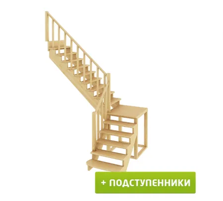 Лестница К-002м/3 с подступенками Л дуб