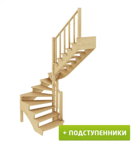 Лестница К-003м/4 с подступенками П бук